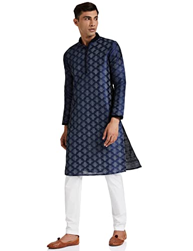 Image of Manyavar Men's Self Design Printed Kurta Set (2pcs)