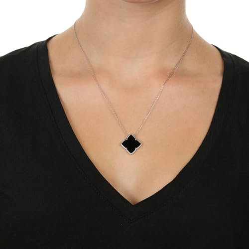 Lavari Jewelers Black Onyx, Malachite, Mother of Pearl Evil Eye Pendant Necklace for Women in 925 Sterling Silver with Yellow Gold Plating White Sapphire 18 Inch Long Adjustable Chain Lobster Claw2