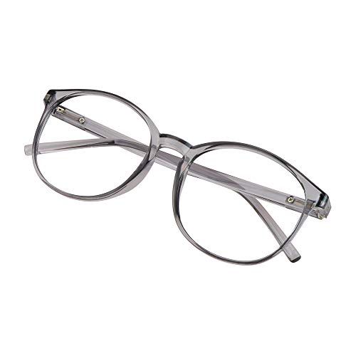 Image of VisionGlobal Blue Light Blocking Glasses for Women Men, Oval Frame Computer Reading Glasses(Clear Gray, +4.75 Magnification)