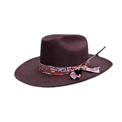 Fedoras pour mascarades en laine vintage avec bandeau fleurs et ruban