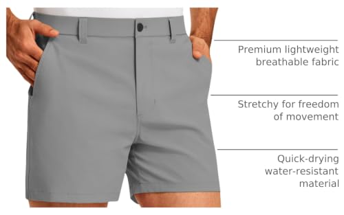 Image of PULI Golf Shorts Men 5 Inch Inseam Stretch Casual Dress Shorts with Pockets Waterproof Lightweight Quick Dry