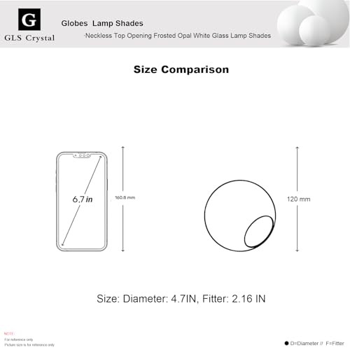 Image of GLS Frosted Opal Glass Lamp Shade, 4.7 inchx2.16 inch | Replacement globe for lighting fixtures, neckless top opening, fits various fitter openings, durable & elegant.