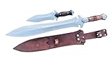 EGKH 20 Inches Blade Hand Forged Hunting Sword - Viking Sword - Custom Made - Leaf Spring Carbon Steel - Tempered - Sharpen - Utility Knife - Ready to Use with Leather Scabbard