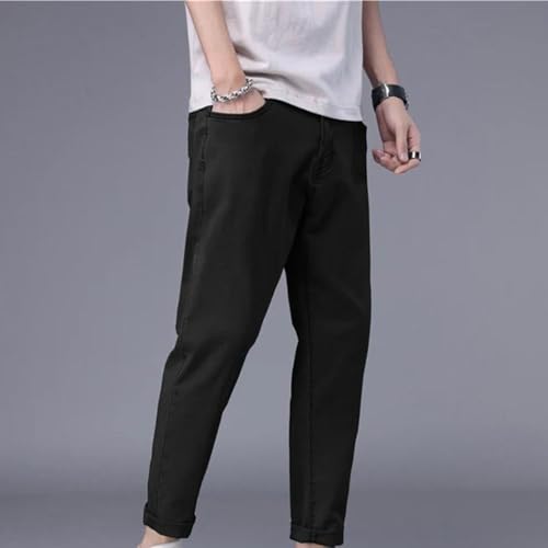 Men's Skinny Jeans Streetwear Slim Fit Denim Pants Solid Color Stretch Casual Nine Length Classic Trousers2