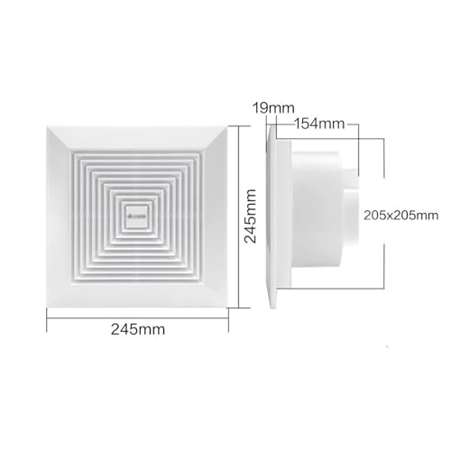 Ventilador de ventilación para baño, extractor de techo de yeso, silencioso y potente de 24.5 x 24.5 cm, 30W miniatura 2