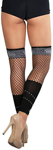 Image of ToBeInStyle Women's Fashion Dimond Net Thigh High Footless Novelty Leg Warmer Hosiery