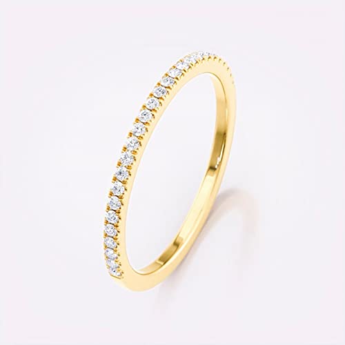 JEWELS FORUM 0.14cts Natural Diamond Classic Half Eternity Anniversary Band Ring Pave Set 10k Gold Diamond Wedding Band Rings For Women (Color-HI/Clarity-I1-2)2