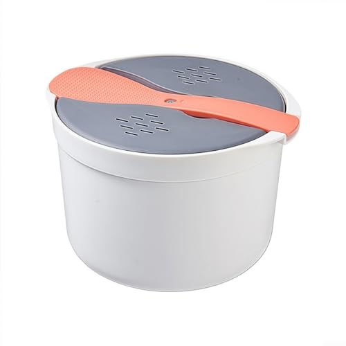 YUANGANG Olla arrocera para microondas y olla para pasta, aparato de cocina multifuncional portátil con cuchara para arroz, pasta, verduras, sopa, apto para lavavajillas, 18 x 18 x 13 cm