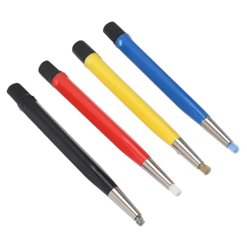 4 Piece Fiberglass Scratch Brush Pen Set with Steel Brass Nylon Tips