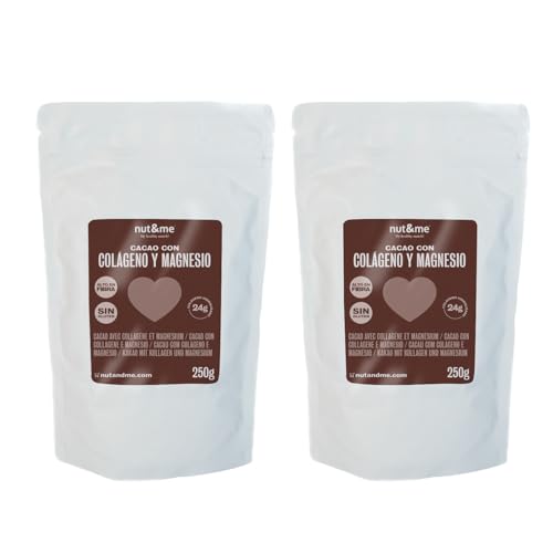 Cacao con colágeno y magnesio 500 gr nut&me | Alto en magnesio | Alto en hierro | Fuente de potasio | Keto| Sin gluten, sin lactosa | Pack 2 x 250 gr