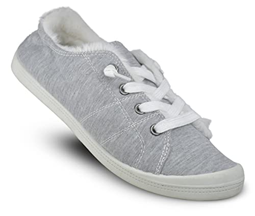 Shaboom Women's Fur Lining Lace Up Warm Canvas Sneaker
