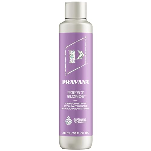 Pravana The Perfect Blonde Purple Toning Conditioner - Neutralizes Brassy, Yellow Tones - For Color Treated Hair - Chromasilk Enhances Shine & Protection - Vegan, Paraben & Sulfate Free - 10 Fl Oz