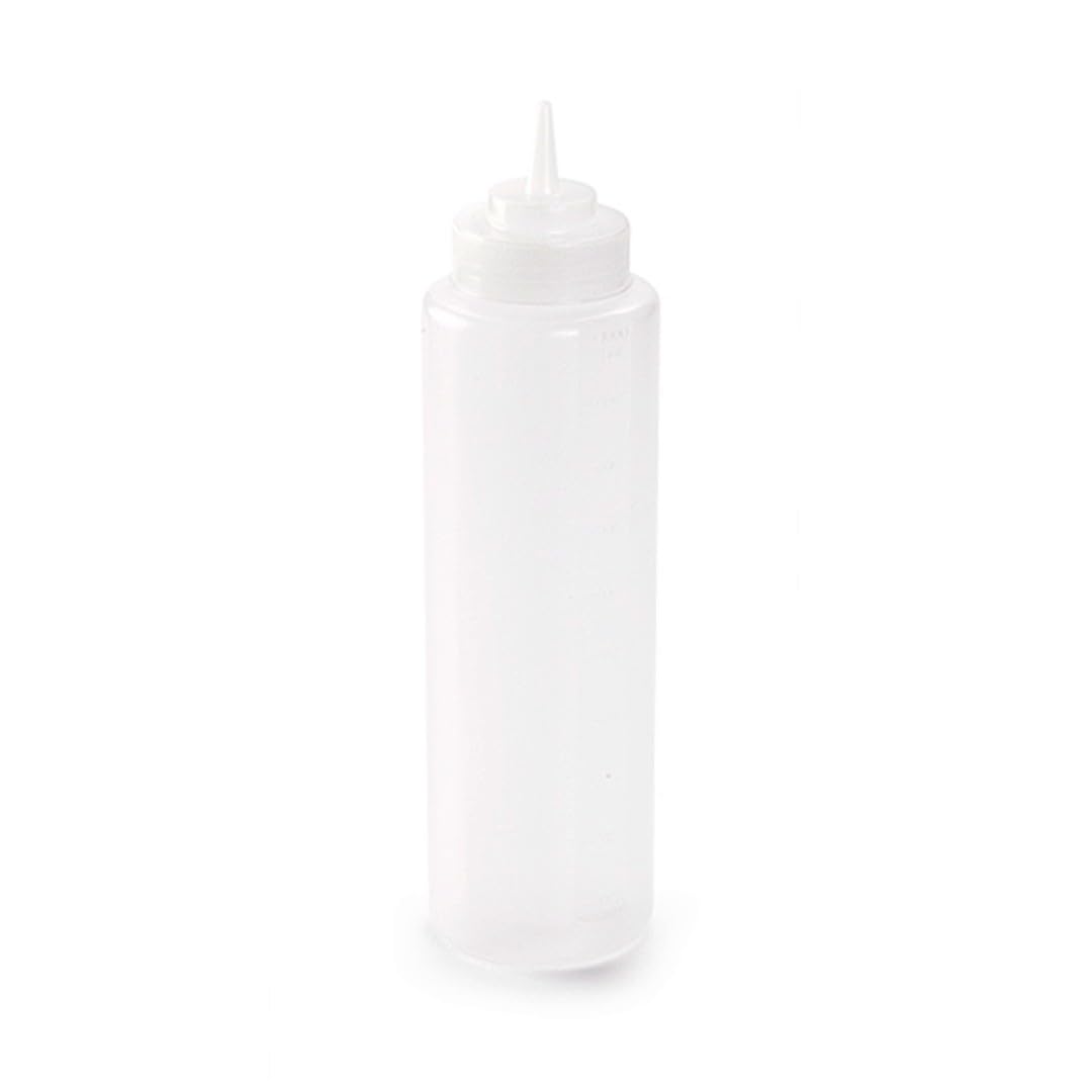 CABLEPELADO Bote plastico para Salsas, Botellín para Salsas, Recipiente para Aceite, Botella de Salsa, Dispensador Salsas, Biberón de Cocina, 18 cm Longitud, Capacidad 700 ml, Transparente