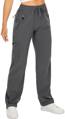yeyity Wanderhose Damen Leichter Quick Dry Trekkinghose Safari Kleidung | Atmungsaktiv Cargohose UV-Schutz Outdoorhose Funktionshose Jogginghose Mit Taschen