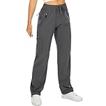 mosingle Women's Walking Cargo Trousers Lightweight Quick Dry UPF 50 Hiking Pants Safari Travel Work Casual Golf Trousers Zip Pockets #6608-Dark Grey-XL