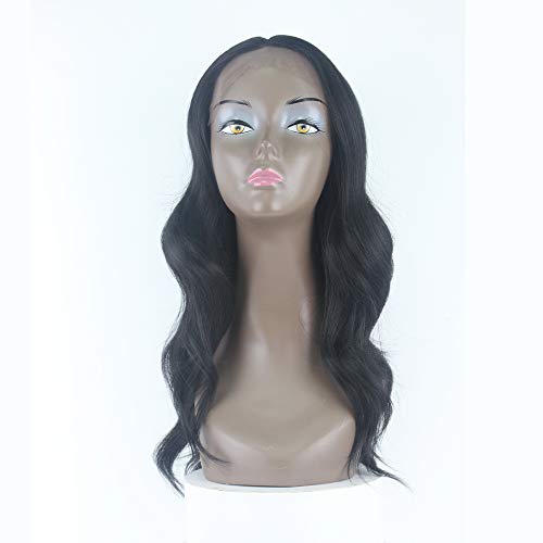 X-TRESS Romance Wave Black Lace Front Wigs Side Part Heat Resistant Synthetic Wigs for Woman 20 Inch (1B)