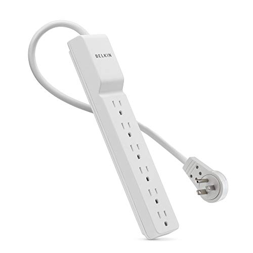 Power Strip, Belkin Surge Protector 6 Ac Multiple Outlets, Flat Rotating Plug, 6 Ft Long Heavy Duty Extension Cord For Home, Office, Travel, Computer Desktop & Charging Brick, White (1080 Joules) #TOP2