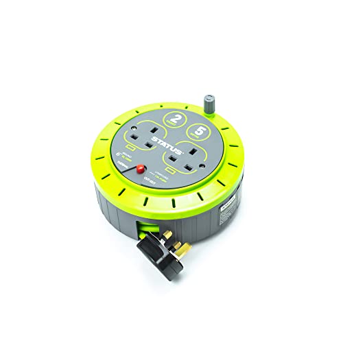 STATUS 2 Socket Cable Reel, 5m Green Extension Lead, 13A with Thermal Cut Out, Heavy Duty Outdoor Extension Lead, S5M13ACR3 - Image 3