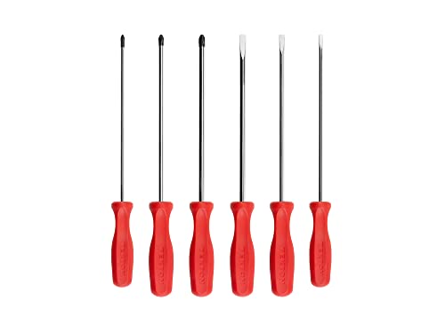 TEKTON Long Hard Handle Screwdriver Set, 6-Piece (#1-#3, 3/16-5/16 in.) | DRV42025 | Made in USA