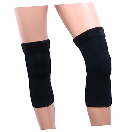 Ipetboom 2pcs Thickened Plush Knee Support Sleeves for Sports Cycling and Exercise Warm Protection Traceless Design for Men and Women Black
