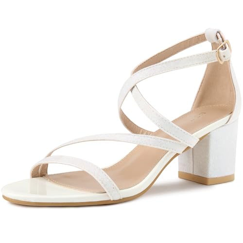 Sandales à talons anti-fatigue blanches pailletées en taille 40.5