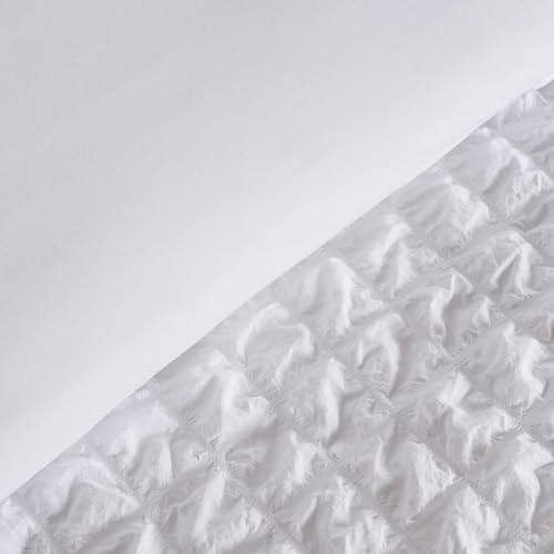 OHS Seersucker Duvet Cover, Geometric Single Duvet Cover Set Quilt Bedding Embossed Luxury Super Soft Comfy Waffle Bedding Covers with Pillowcase, White - Cosy Home Interiors OHS Seersucker Duvet Cover, Geometric Single Duvet Cover Set Quilt Bedding Embossed Luxury Super Soft Comfy Waffle Bedding Covers with Pillowcase, White - Image 4