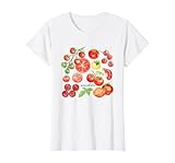 Tomato Cottagecore Clothing Fruit Vegetable Garden Picnic T-Shirt, Women, White, X-Large