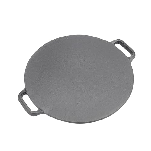 Warmiehomy Cast Iron Griddle Pan Grill,32cm Non-Stick Dosa Pizza Crepe Pan,Baking BBQ Skillet with Handles for Oven Gas Induction Electric Hob,Round