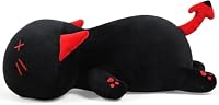SNOWOLF Nette Katze Teufel Plüsch Umarmung Kissen Gefüllte Tiere Spielzeug, Kawaii Plüsch Spielzeug Super Soft Cartoon Wurf Kissen für Mädchen Jungen Brithday Geschenk (50cm, Schwarz) – Ansicht 4