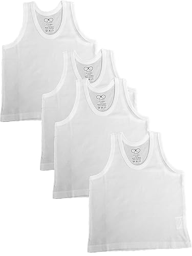 Syclic Baby Cotton Undershirt, Unisex Tanktop for Newborn, Infant and Toddler White, 12-18 Months