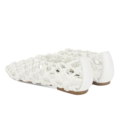 Image of Mesh Ballet Flats for Women Round Toe Woven Hollow Beach Ballerina Flats Summer Cute Casual Mary Jane Shoes