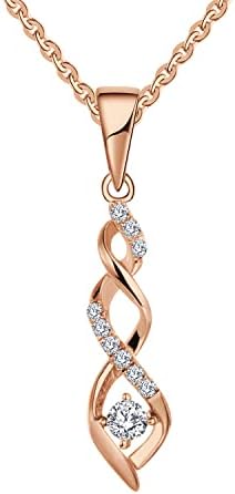 JO WISDOM Women Necklace,925 Sterling Silver Infinity Pendant Necklace with 3A Cubic Zirconia,Jewelry for Women