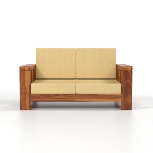 Image of Solid Sheesham Wood 4 Seater Sofa Set for Living Room I Wooden Sofa Set for Living Room Furniture 2+2 (Honey, 4 Seater)