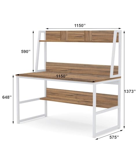 Image of Klaxon Engineered Wood Iron Study Table with Drawer, Multi-Usage Laptop Desk & Home Office (Printo-FD, DIY Installation) (Forest Dark - White, TBS Tower White)