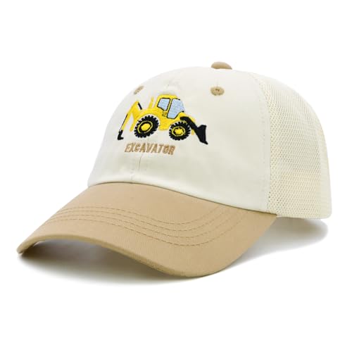 Kids Trucker Hat for Boys Girls Ages 3-9, UPF 50+ Protection Mesh Back Embroidered Baseball Cap2