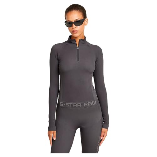 G-STAR Donna Seamless Zip Top, Grigio (grey asphalt D26341-D989-G277), S