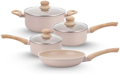 Jogo de Panelas Indução Antiaderente 4 Peças, Revestimento Cerâmi...