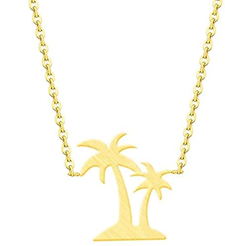 Preisvergleich Produktbild CKAWM Halskette Halskette Hawaii Beach Schmuck Doppelpalme Halsketten Anhänger Edelstahl Kokosnuss Halskette Frauen
