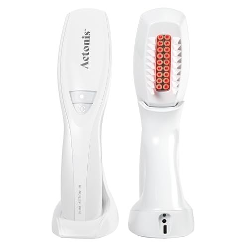 Actonis Dual Action 18 Laser Comb (FDA Cleared) 100% Medical-Grade Dual Wavelength Lasers Hair Growth Device Red Light Therapy For Hair Growth and Regrowth (Dark Silver)