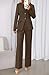 BTFBM Two Piece Set for Women Spring Fashion 2026 Business Casual Long Sleeve Blazer Jackets Wide Leg Pant Suits Pockets(Brown, Large)