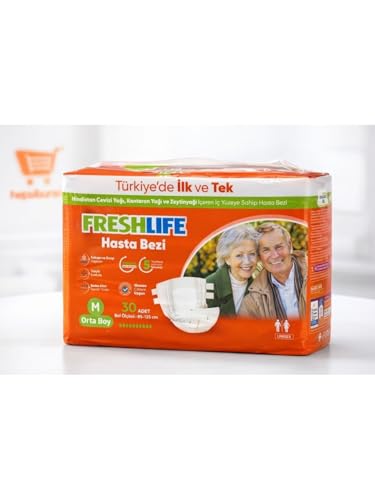 FreshLife Hasta Bezi, Yetişkin, Unisex, Yüksek Emici, Koku Önleyici, Nefes Alan Yapı, Sızdırmaz, 30 Adet (M)