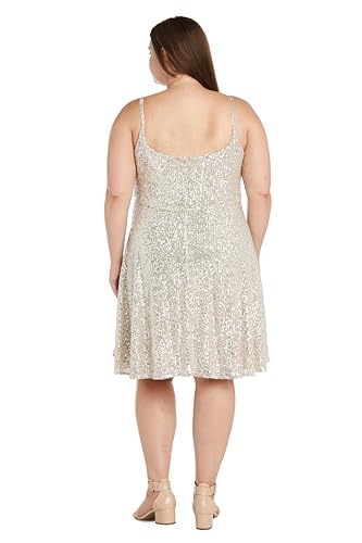 Image of Mini Sequined Evening Dress W /Square Neck & Adjustable Spaghetti Straps