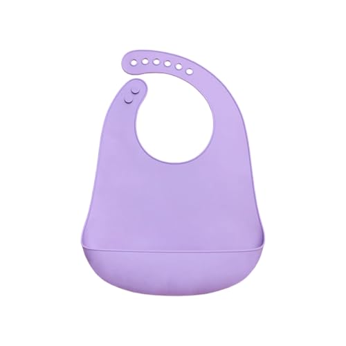 Image of Kids Station Silicone Baby Bib for Feeding & Weaning BPA Free, Soft Adjustable Neckline with Buttons, Washable & Reusable, Ideal for Babies & Toddlers 6 to 36 Months - Purple