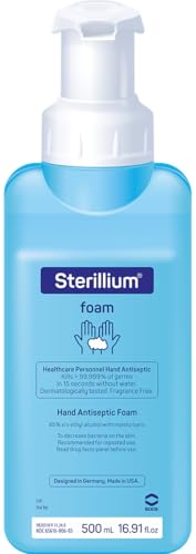Sterillium© foam Healthcare Hand Antiseptic Sanitizer, 500mL, 85% Alcohol with Moisturizers, Fragrance-Free (4-pack)