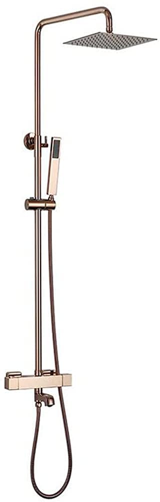 Mitigeur de salle de bain en laiton or rose avec colonne de douche thermostatique haut de gamme