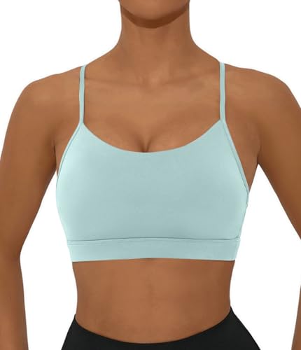 Image of Comper Y Back Sports Bra for Women Low Impact Racerback Workout Bras Sexy Thin Straps Yoga Bras with Removable Pads