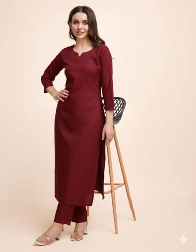 Image of Women's Cotton Silk Zari Kurta Pant Set