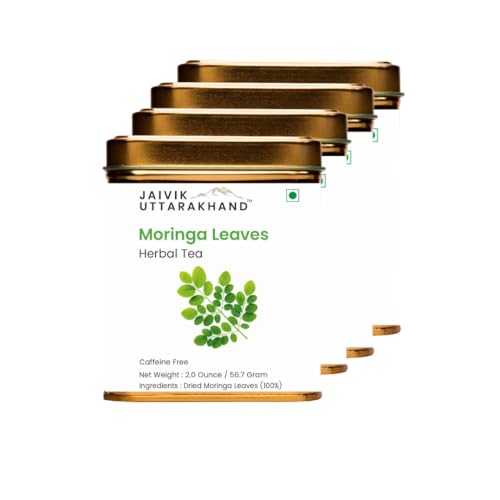 Image of Jaivik Uttarakhand - Moringa Tea (226.8 g), Immunity Booster Leaf, Healthy Herbal Drink, Non GMO, No Added Preservative, Pack of 4 Tin Box