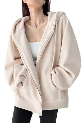 [MORGEN SKY] パーカー レディース 長袖 トップス ジャケット フード付き スウェットシャツ ゆったり 大きいサイズ 着心地 吸湿 無地 ポケット付き スウェット おしゃれ スポーツウェア ランニング アウトドア 秋 春 WT29 (JP, アルファベット, L, ベージュ) - MORGEN SKY - 商品画像