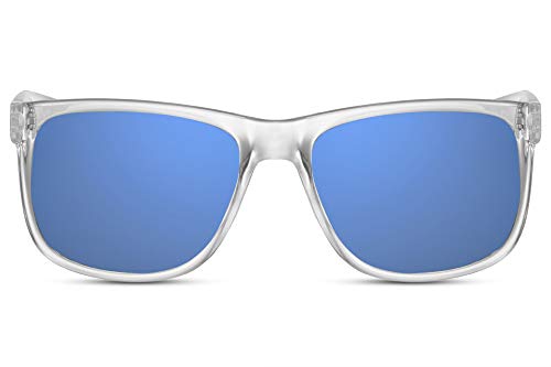 Cheapass Lunettes de soleil Sportives Transparentes Monture avec des Verres bleus effet miroir UV400 pour hommes